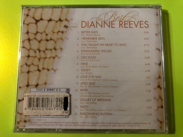 The Best of Dianne Reeves Jazz Vocal CD by Blue Note Records (0724353586720)