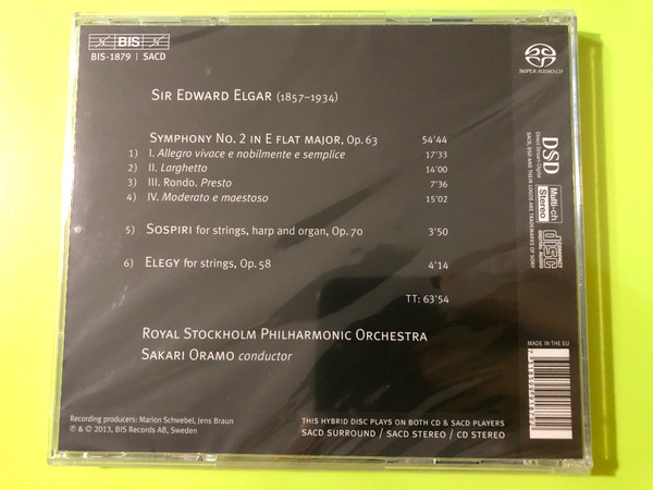Elgar: Symphony No. 2, Sospiri & Elegy – BIS SACD by Sakari Oramo (7318599918792)