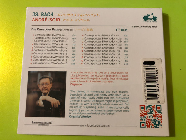 J.S. Bach: Die Kunst der Fuge (The Art of Fugue) CD by André Isoir & La Dolce Volta (3770001901664)