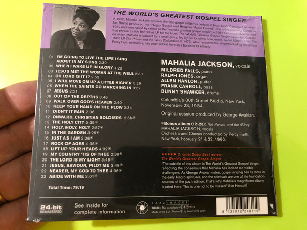 Mahalia Jackson: The World's Greatest Gospel Singer CD by Jazz Images (8437016248119)