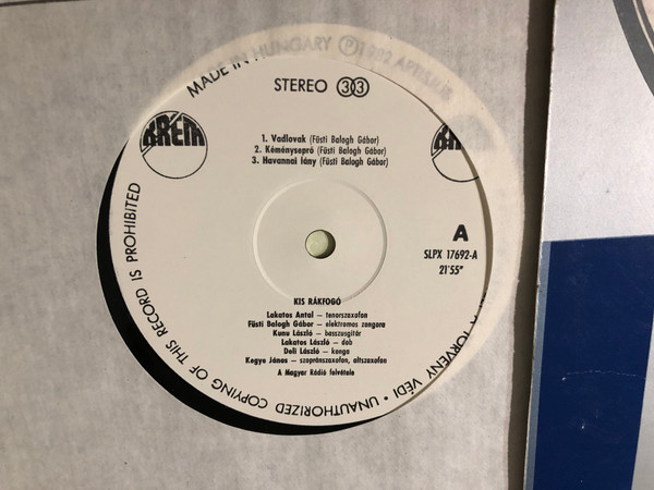 Autographed Kis Rákfogó – Füsti Balogh Együttes Vinyl LP by Krém (SLPX 17692)