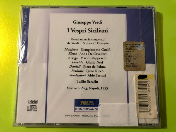 Bongiovanni Verdi: I Vespri Siciliani Historical Opera 2-CD Set (8007068025008)