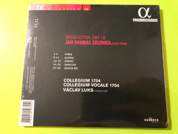 Alpha Classics Zelenka: Missa Votiva ZWV 18 Collegium 1704 Václav Luks CD (3760014193552)
