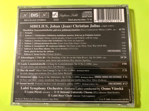 BIS Records: Jean Sibelius – Finland Awakes Patriotic Music CD (7318590011157)