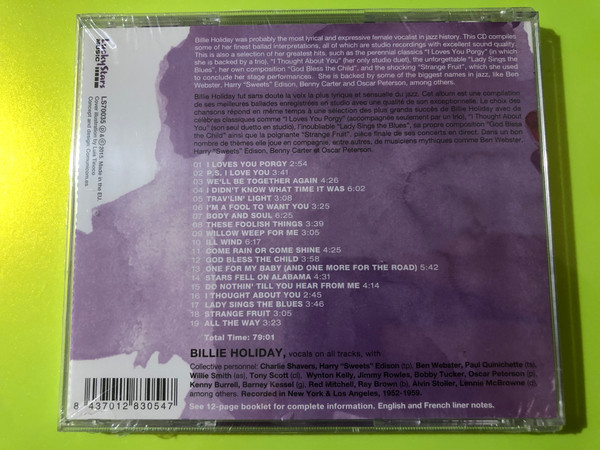 Lucky Stars Music: Billie Holiday – Ballads for Lovers Music CD (8437012830547)