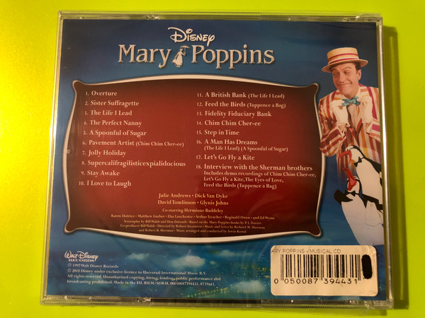 Walt Disney Mary Poppins Original Motion Picture Soundtrack CD (0050087394431)