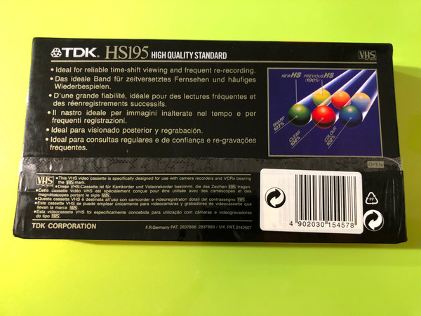 TDK HS195 High Quality Standard Blank VHS Video Cassette – Reliable Analog Recording (4902030154578)