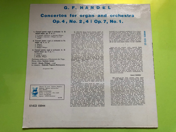 Majestic Organ Concertos: G.F. Handel by Electrecord Vinyl LP (G.F.Handel)