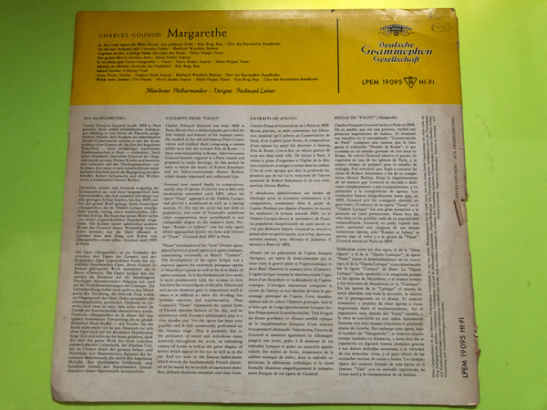 Deutsche Grammophon: Charles Gounod Margarethe (Faust) Highlights Vinyl LP (CharlesGounodMargarethe)