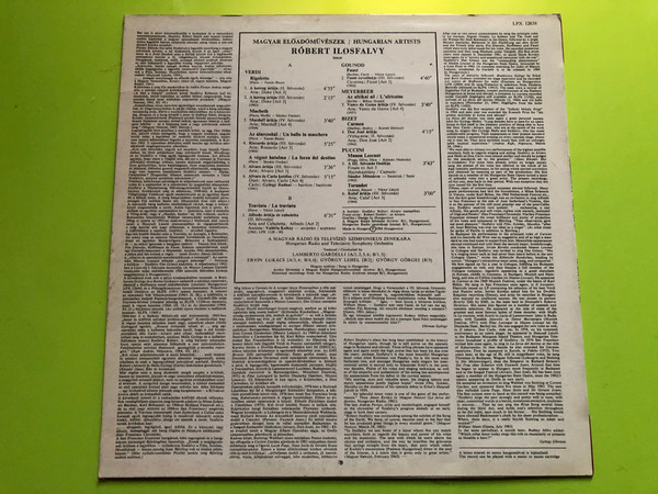 Róbert Ilosfalvy Tenor - Hungaroton Vinyl LP - Hungarian Artists Series (RóbertIlosfalvyTenor)