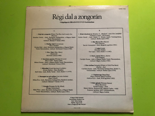 Régi dal a zongorán - Világslágerek Bradányi Iván fordításában (1986) (Régidalzongorán)