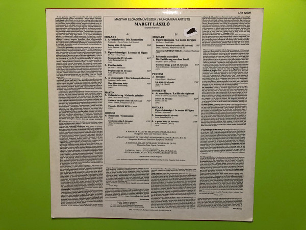 Hungaroton Margit László Soprano Opera Arias Vinyl Record (MargitLászlóSoprano)