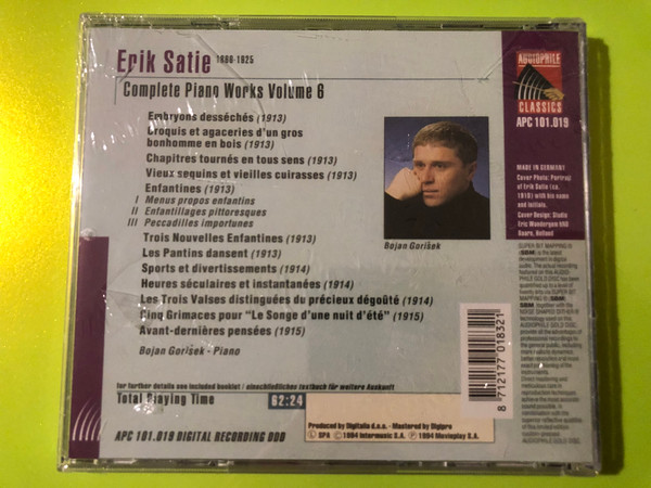 Erik Satie: Complete Piano Works Volume 6 – Bojan Gorišek Audiophile Gold CD (8712177018321)
