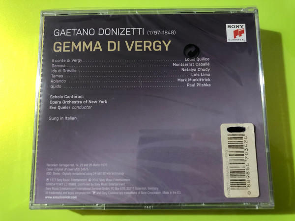 Sony Classical Donizetti: Gemma di Vergy 2-CD Opera Set (889854703424)