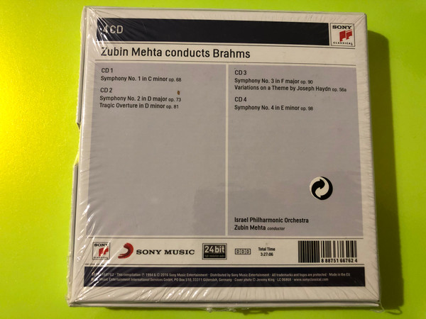 Sony Classical Zubin Mehta Conducts Brahms: Complete Symphonies 4-CD Box Set (888751667624) 