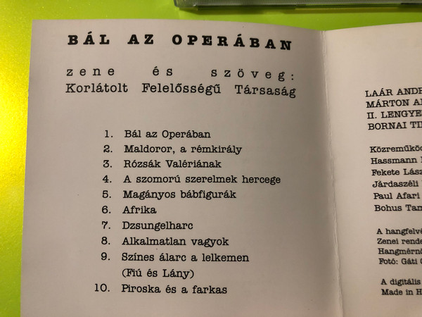 KFT - Bál az Operában (Ball at the Opera) Hungarian New Wave Music CD by Hungaroton-Gong (KFTBálOperában)