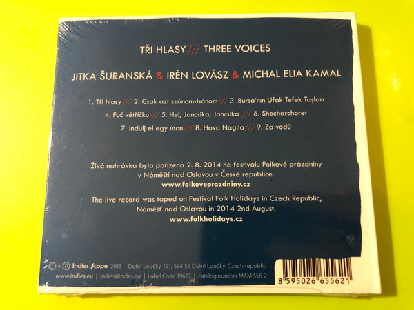 Indies Scope Jitka Šuranská, Irén Lovász & Michal Elia Kamal - Tři Hlasy / Three Voices Live CD (8595026655621.)