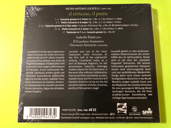 Harmonia Mundi Isabelle Faust - Pietro Antonio Locatelli: Il Virtuoso, Il Poeta Classical CD (3149020947234)