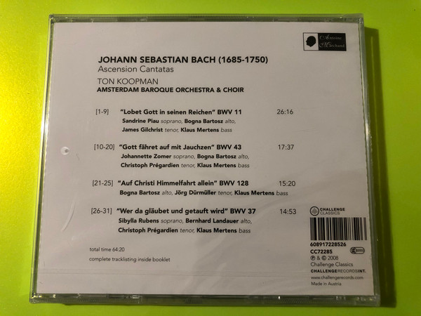 Challenge Classics J.S. Bach Ascension Cantatas Ton Koopman CD (608917228526)