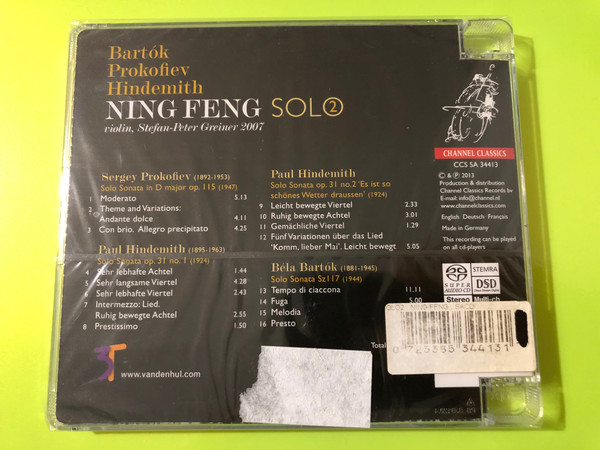 Channel Classics Ning Feng Solo 2 Bartók Prokofiev SACD (0723385344131)