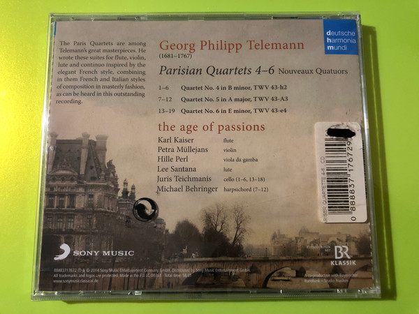 Deutsche Harmonia Mundi Telemann Parisian Quartets 4–6 CD (0888837176729)