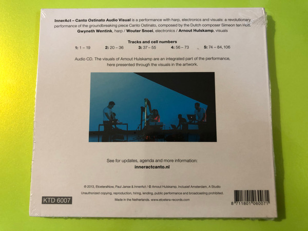 Simeon ten Holt Canto Ostinato InnerAct Audio Visual Etcetera CD (8711801060071)