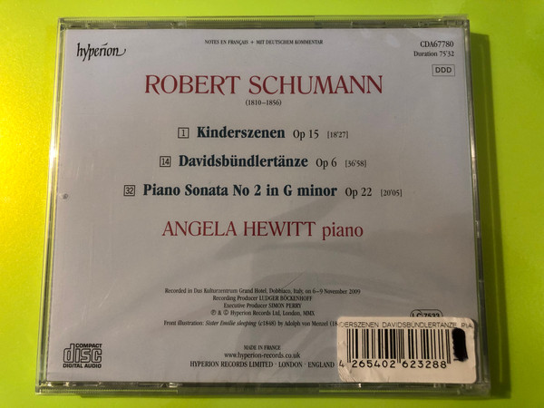 Hyperion: Robert Schumann Piano Works CD by Angela Hewitt (034571177809)