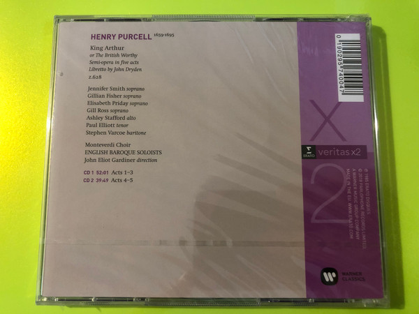 Erato Veritas Purcell King Arthur 2-CD Set by John Eliot Gardiner (0190295740047)