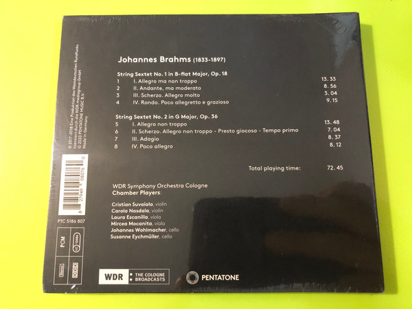 Pentatone Brahms String Sextets Audio CD by WDR Chamber Players (827949080760)