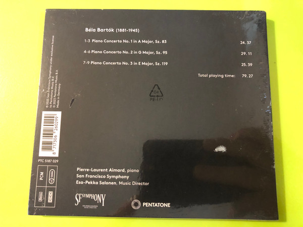 Béla Bartók: Complete Piano Concertos by Pentatone - Pierre-Laurent Aimard CD (8717306260299)