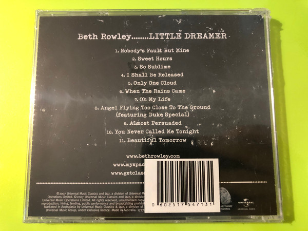 Blue Thumb Records CD - Little Dreamer by Beth Rowley (0602517547131)