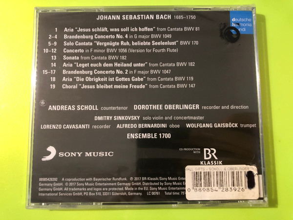 Deutsche Harmonia Mundi Johann Sebastian Bach Small Gifts CD by Andreas Scholl & Dorothee Oberlinger (889854283926)