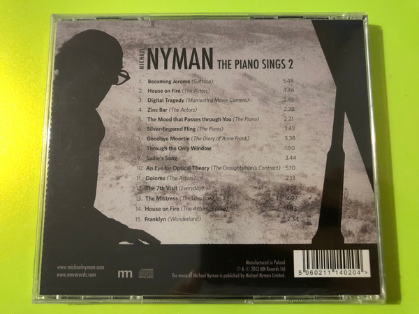 Michael Nyman - The Piano Sings 2 MN Records Solo Piano CD (5060211140204)