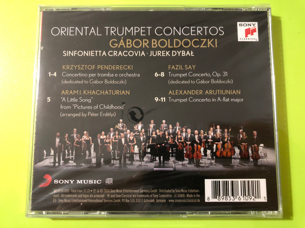 Oriental Trumpet Concertos by Gábor Boldoczki – Sony Classical Audio CD (889853610921.)