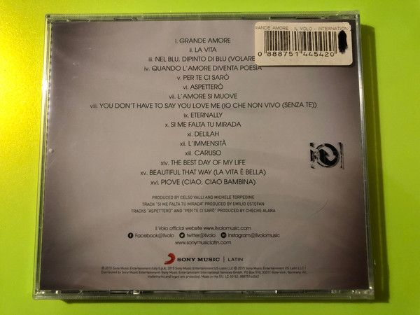 Sony Music Il Volo Grande Amore International Version Audio CD (0888751445420)