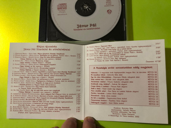 Május éjszakán – Rózsavölgyi és Társa Jávor Pál Film Songs and Nóta Audio CD (5999509612027.)