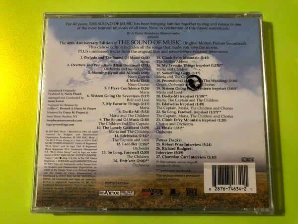The Sound of Music 40th Anniversary Special Edition Audio CD by RCA Victor (828767463421)