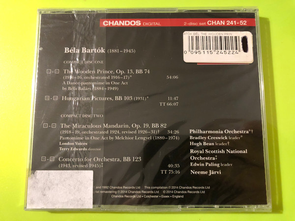 Chandos Béla Bartók Orchestral Works 2-CD Set Neeme Järvi (0095115245224)