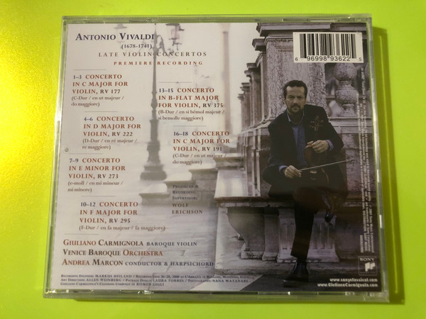 Sony Classical Vivaldi: Late Violin Concertos - Giuliano Carmignola Music CD (696998936225)