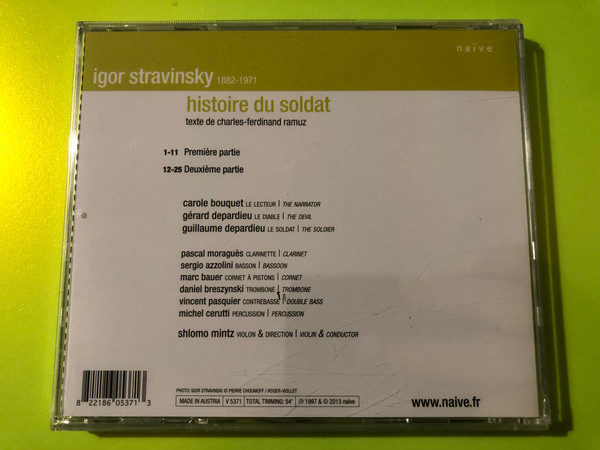 Igor Stravinsky: Histoire du Soldat Audio CD – Naïve (Carole Bouquet, Gérard Depardieu) (822186053713)