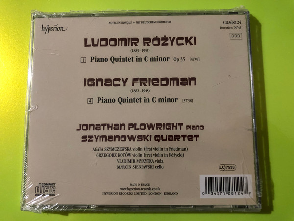 Ludomir Różycki & Ignacy Friedman: Piano Quintets Hyperion Records Classical CD (034571281247)