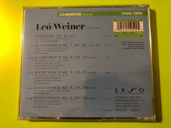 Leó Weiner - Five Divertimentos & Serenade Chandos Classical Audio CD (095115195925)