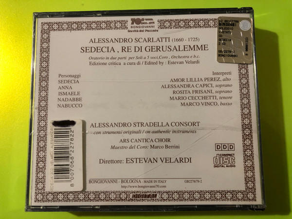 Alessandro Scarlatti - Sedecia Re di Gerusalemmme Bongiovanni Classical Audio CD (8007068227822)