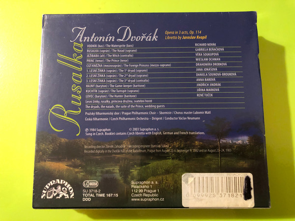 Antonín Dvořák - Rusalka Opera Box Set 3 CD (Supraphon) (0099925371821)