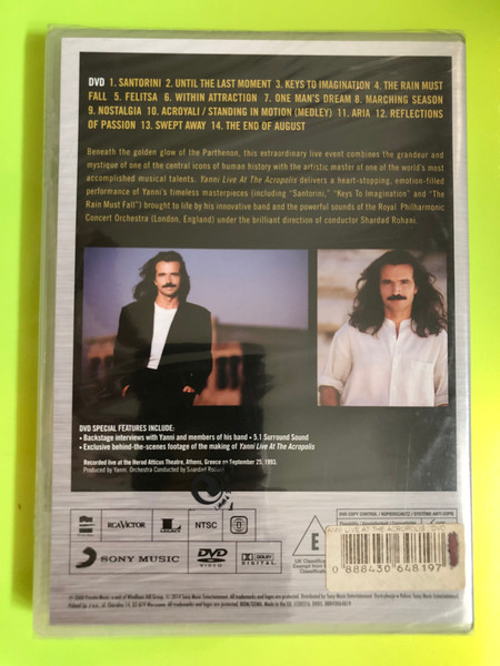 Yanni Live at the Acropolis DVD (The Platinum Collection) by Sony Music (0888430648197)