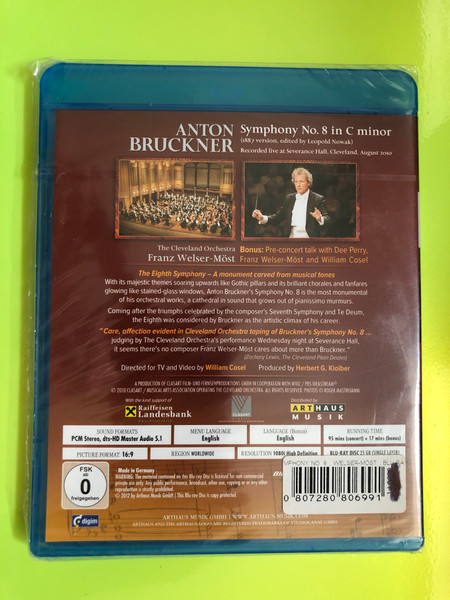 Bruckner - Symphony No. 8 Blu-ray Disc by Arthaus Musik (0807280806991)