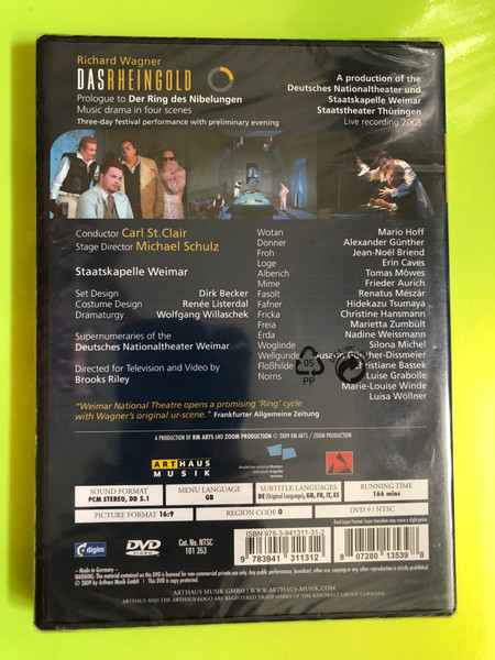 Arthaus Musik Richard Wagner: "Das Rheingold" Staatskapelle Weimar Opera DVD (807280135398.)