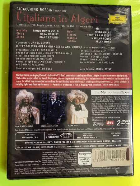 Deutsche Grammophon Gioacchino Rossini: L'italiana in Algeri Live Opera 2 DVD Set (4260965545855)
