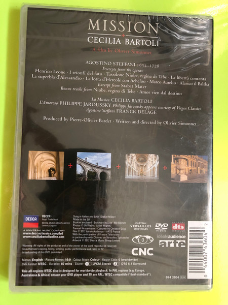 Mission: Cecilia Bartoli Sings the Music of Agostino Steffani DVD — Decca Music Group (044007436042)