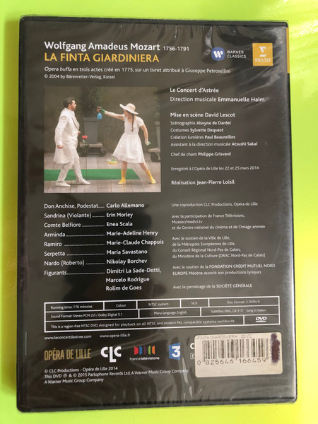Mozart: La Finta Giardiniera 2-DVD Set — Erato / Warner Classics (0825646166459)
